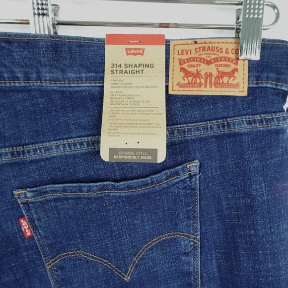 Levi's 314 Shaping Straight Jeans Women's Plus Size 24W Blue Stretch Denim - Picture 7 of 12